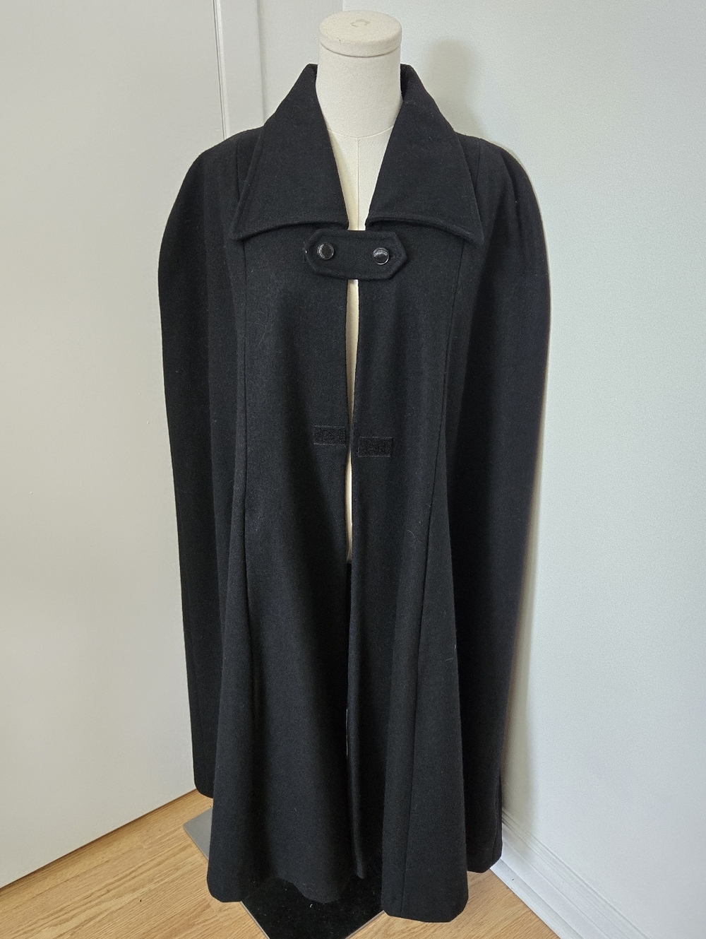 Women's Black Wool Swing Cape Coat